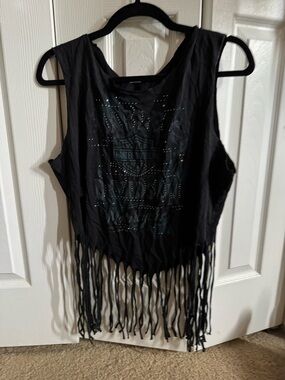 Harley-Davidson Black Studded Fringe Tank